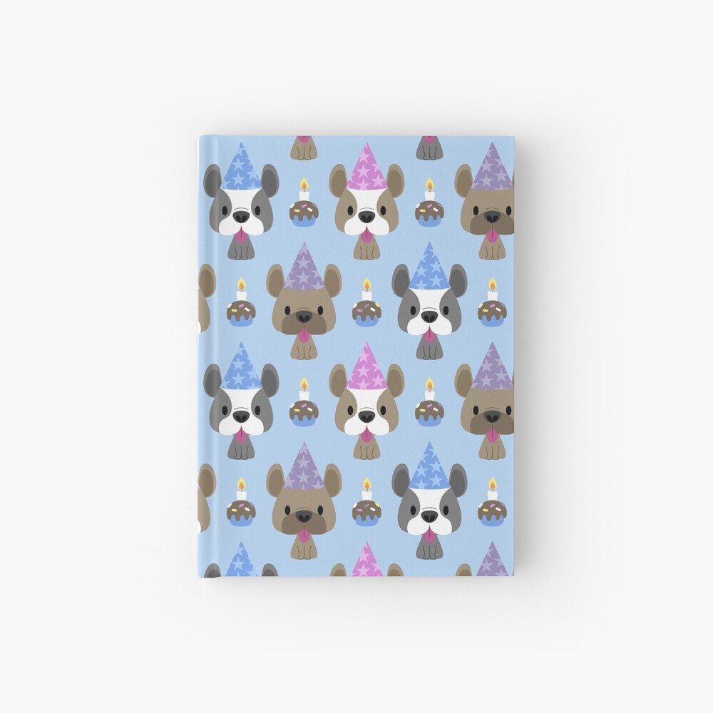 Birthday party for French bulldogs Hardcover Journal