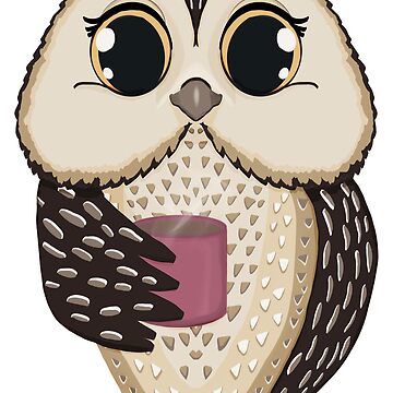 Artwork thumbnail, Cute Owl and Coffee - Astonished Cat Company - Gift For Owl Lovers by AstonishedCatCo