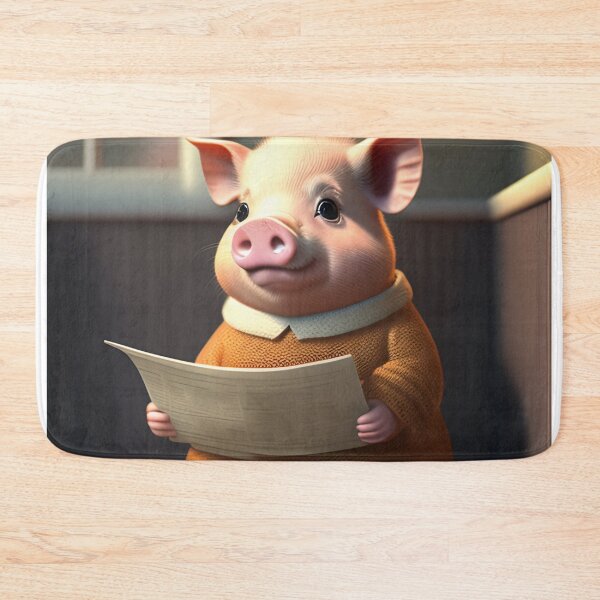 Item preview, Pig in the bathroom, pig reading newspaper art, bathroom wall art, bathroom kids art, bathroom decor, bathroom wall decor, animal art, toilet designed and sold by Christian Biluan.