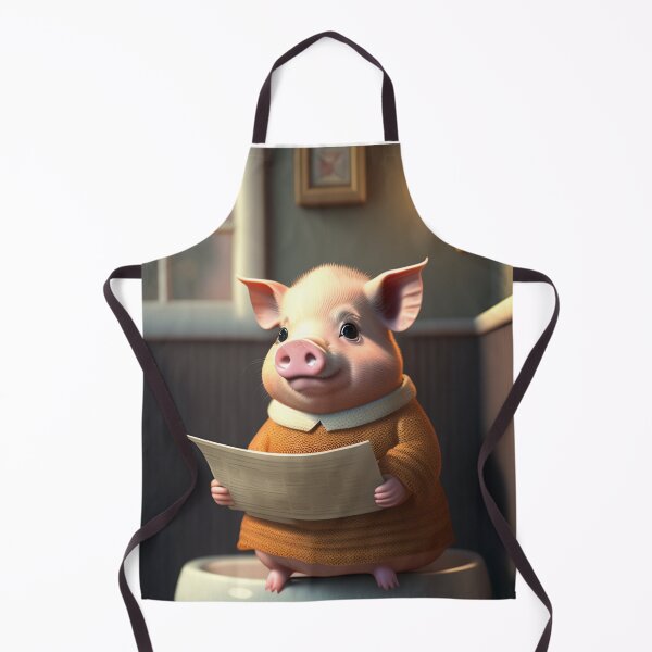 Item preview, Pig in the bathroom, pig reading newspaper art, bathroom wall art, bathroom kids art, bathroom decor, bathroom wall decor, animal art, toilet designed and sold by Christian Biluan.