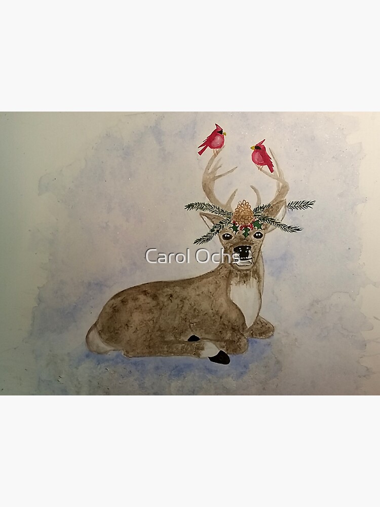 Thumbnail 3 of 3, Sticker, John Deer - Christmas deer, cardinals designed and sold by Carol Ochs.
