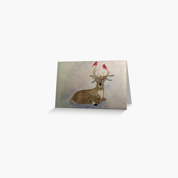 John Deer - Christmas deer, cardinals Greeting Card