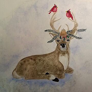 Artwork thumbnail, John Deer - Christmas deer, cardinals by Carol Ochs