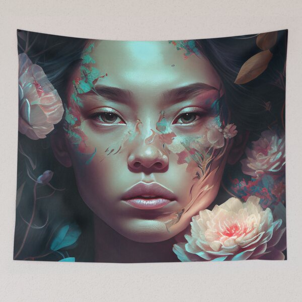 Item preview, A Vision of Beauty: A Woman and Flowers designed and sold by RobotBeardShop.