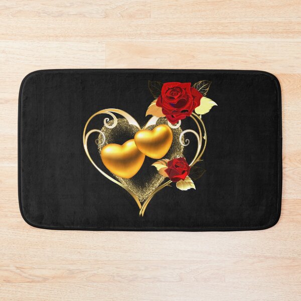 Item preview, Valentine gold heart with rose designed and sold by Sasidenidesign.