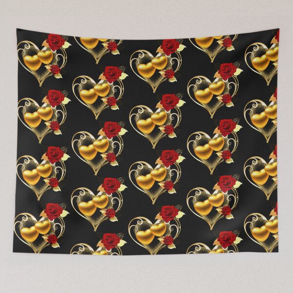 Item preview, Valentine gold heart with rose designed and sold by Sasidenidesign.