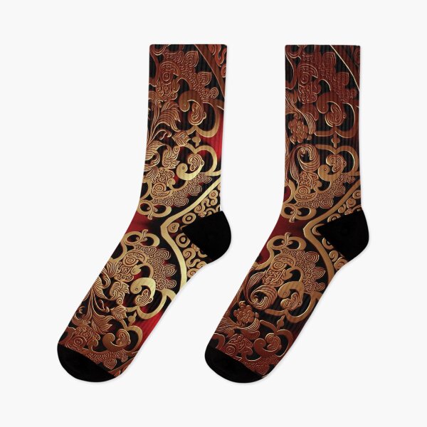 Item preview, New Year Chinese Art Pattern Print X - Red and Gold Oriental Design Lovers  designed and sold by thearttist.
