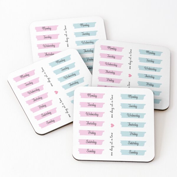 Item preview, Two sets of days of the week in pale pink and pale blue with a heart designed and sold by FrescoNat.