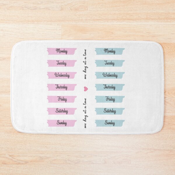 Item preview, Two sets of days of the week in pale pink and pale blue with a heart designed and sold by FrescoNat.