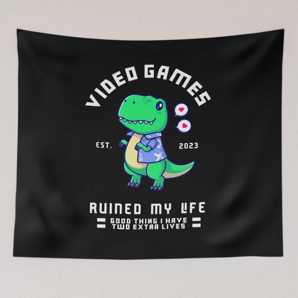 Item preview, Video games ruined my life - cute dinosaurus designed and sold by ALIENATIVED.