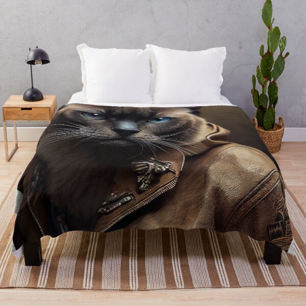 Item preview, Burmese cat wears a leather jacket Cat Breed Portrait designed and sold by Nalaxation.