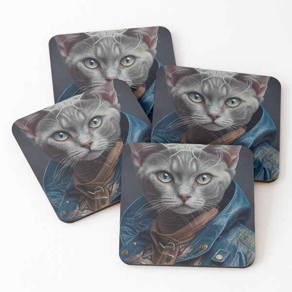 Item preview, Burmilla female wears a leather jacket Cat Breed Portrait designed and sold by Nalaxation.