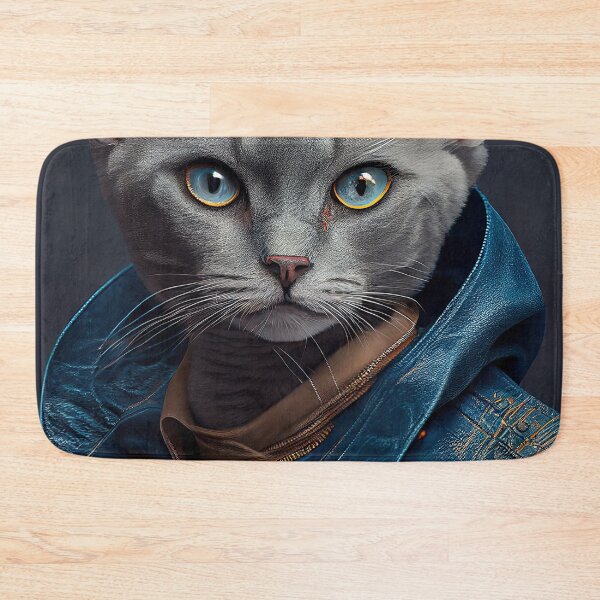Item preview, Burmilla female wears a leather jacket Cat Breed Portrait designed and sold by Nalaxation.