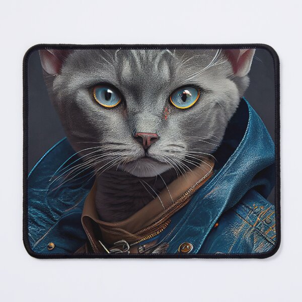 Item preview, Burmilla female wears a leather jacket Cat Breed Portrait designed and sold by Nalaxation.