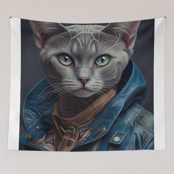 Item preview, Burmilla female wears a leather jacket Cat Breed Portrait designed and sold by Nalaxation.