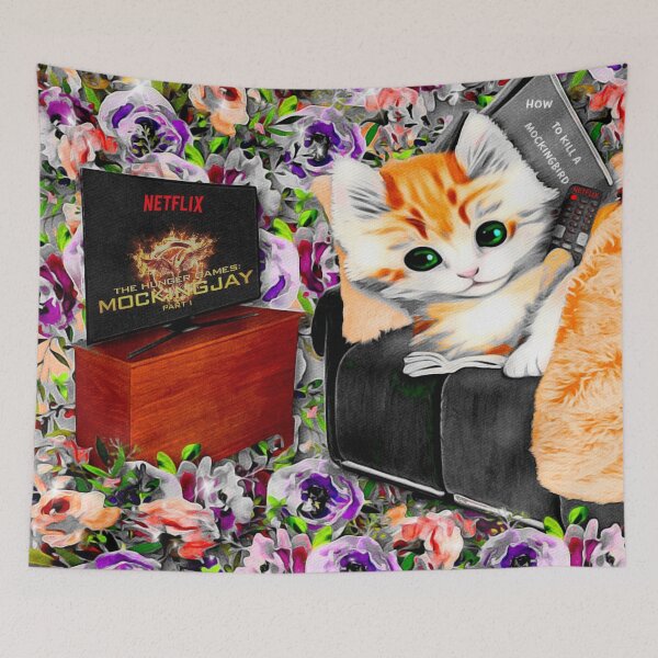 Item preview, Binge Watching and Book Reading Kitty designed and sold by KC Morcom.