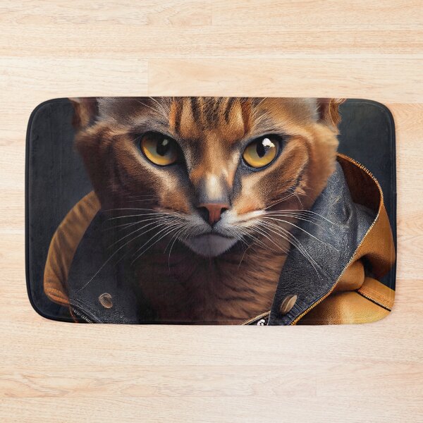 Item preview, Chausie cat wears a leather jacket - Cat Breed Portrait designed and sold by Nalaxation.