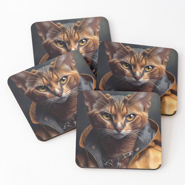 Item preview, Chausie cat wears a leather jacket - Cat Breed Portrait designed and sold by Nalaxation.