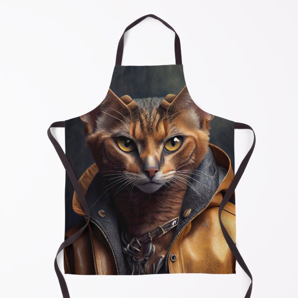 Item preview, Chausie cat wears a leather jacket - Cat Breed Portrait designed and sold by Nalaxation.