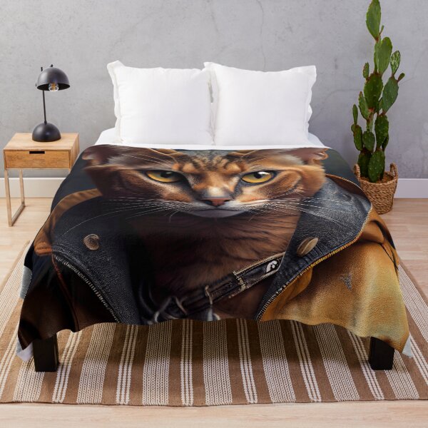 Item preview, Chausie cat wears a leather jacket - Cat Breed Portrait designed and sold by Nalaxation.