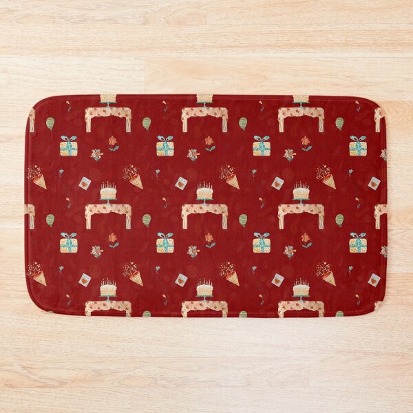 Item preview, Happy birthday table balloon pattern a watercolor red designed and sold by Yana Mustafina | Boho Soulful Designs.