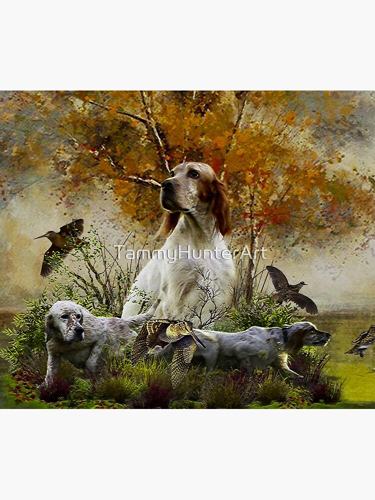 Couverture pour animaux for Sale avec l'œuvre « Setter anglais , chasse à  la bécasse » de l'artiste TammyHunterArt