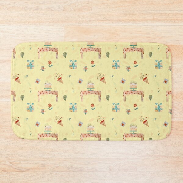 Item preview, Happy birthday table balloon pattern a watercolor yellow designed and sold by Yana Mustafina | Boho Soulful Designs.