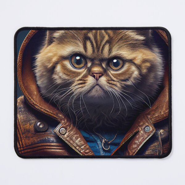 Item preview, Exotic Shorthair Cat Breed Portrait wears a leather jacket designed and sold by Nalaxation.