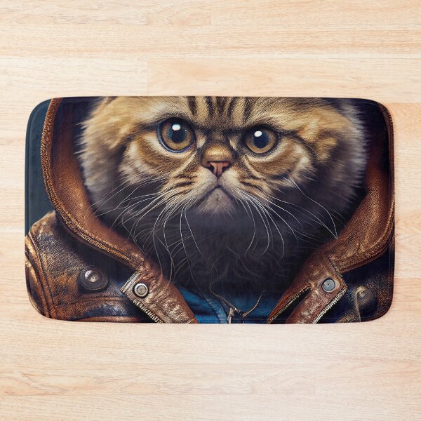 Item preview, Exotic Shorthair Cat Breed Portrait wears a leather jacket designed and sold by Nalaxation.