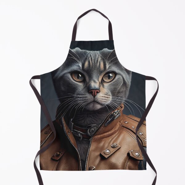 Item preview, Chartreux wears a leather jacket Cat Breed Portrait designed and sold by Nalaxation.