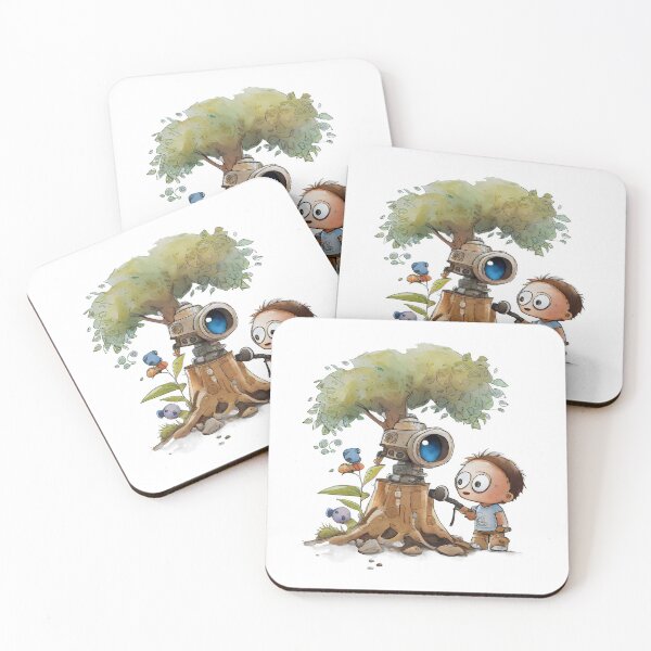 Item preview, "Exploring the Future: A Little Genius and their Robot Companion" Cute Artificial Intelligence Topics in Cartoons designs for gifts designed and sold by The Commitment.