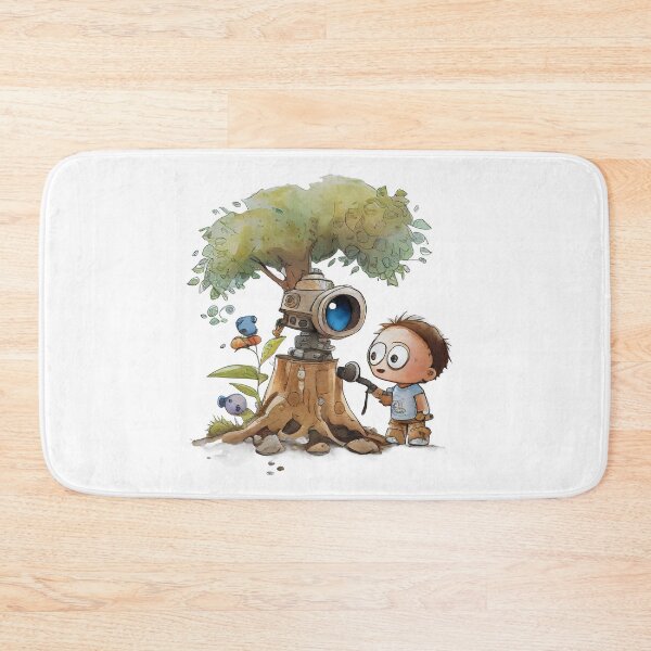 Item preview, "Exploring the Future: A Little Genius and their Robot Companion" Cute Artificial Intelligence Topics in Cartoons designs for gifts designed and sold by The Commitment.