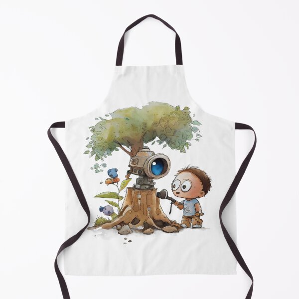 Artikelvorschau, "Exploring the Future: A Little Genius and their Robot Companion" Cute Artificial Intelligence Themes in Cartoons Designs for Gifts entworfen und verkauft von The Commitment.