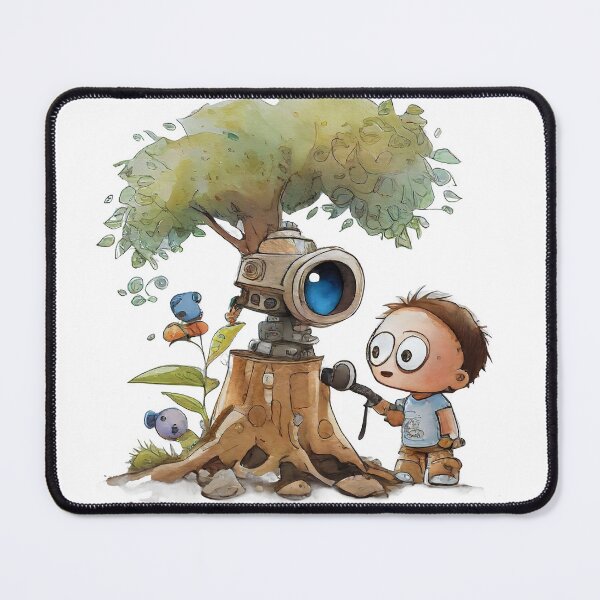 Item preview, "Exploring the Future: A Little Genius and their Robot Companion" Cute Artificial Intelligence Topics in Cartoons designs for gifts designed and sold by The Commitment.