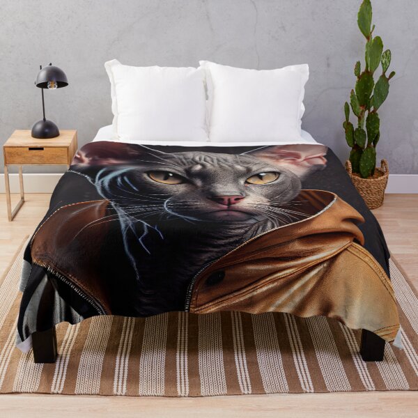Item preview, Colorpoint Shorthair Cat Breed Portrait wears a leather jacket designed and sold by Nalaxation.