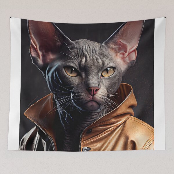 Item preview, Colorpoint Shorthair Cat Breed Portrait wears a leather jacket designed and sold by Nalaxation.