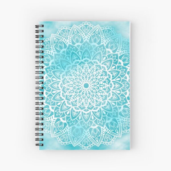 Item preview, Blue Sky Mandala in Turquoise Blue and White designed and sold by Kelly Dietrich Mandala & Fractal Art.