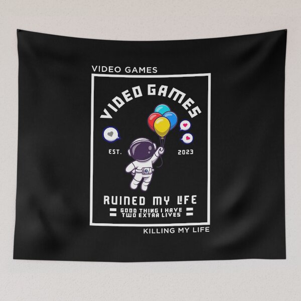 Item preview, Video games ruined my life astronaut hang on balloon designed and sold by ALIENATIVED.