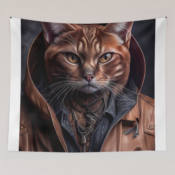 Item preview, Javanese Cat Breed Portrait  wears a leather jacket designed and sold by Nalaxation.