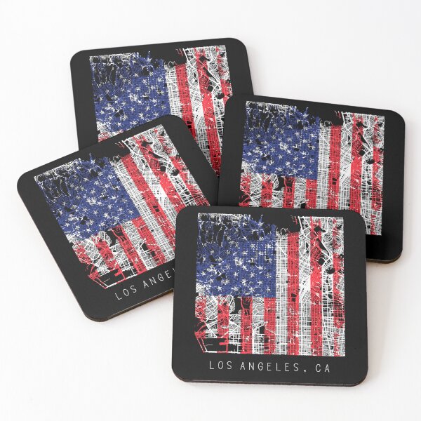 Item preview, Los Angeles California CA city map with US flag black and white designed and sold by gifts-ideas.