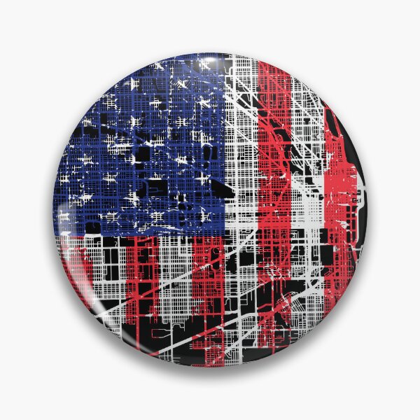 Item preview, Chicago Illinois IL city map with US flag black and white designed and sold by gifts-ideas.
