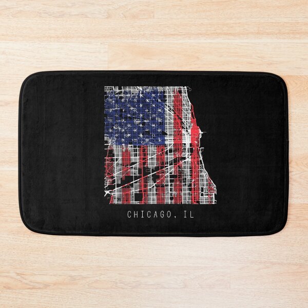 Item preview, Chicago Illinois IL city map with US flag black and white designed and sold by gifts-ideas.