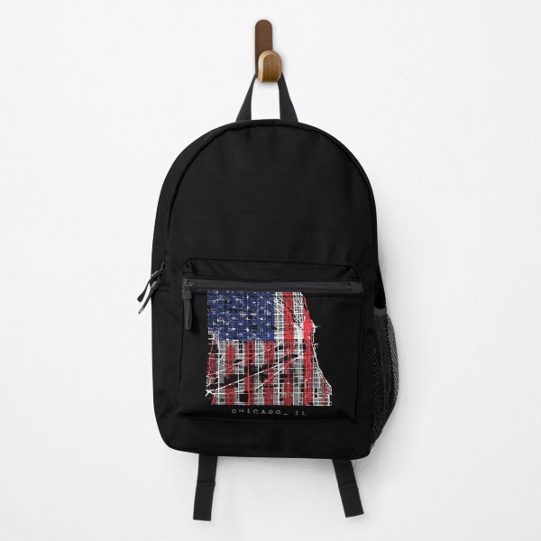 Item preview, Chicago Illinois IL city map with US flag black and white designed and sold by gifts-ideas.
