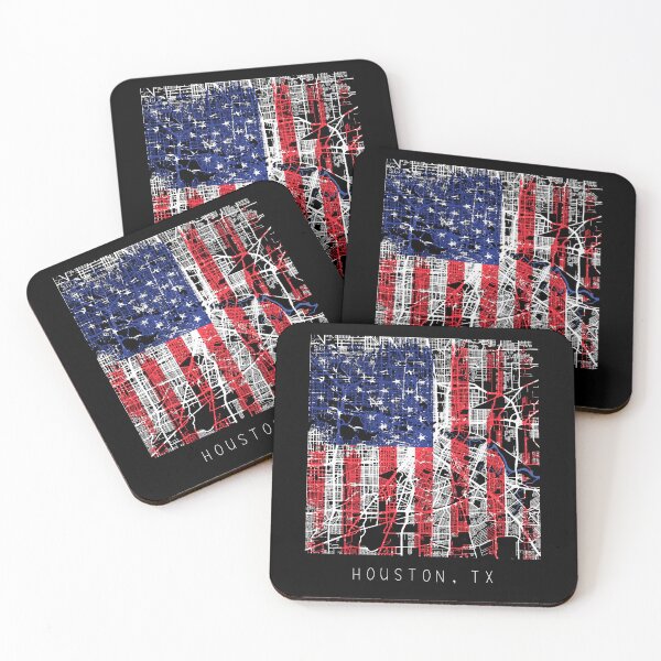 Item preview, Houston Texas TX city map with US flag black and white designed and sold by gifts-ideas.