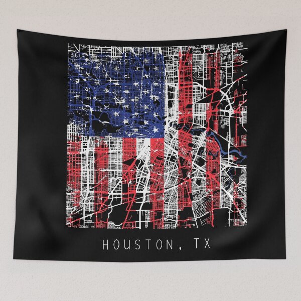 Item preview, Houston Texas TX city map with US flag black and white designed and sold by gifts-ideas.