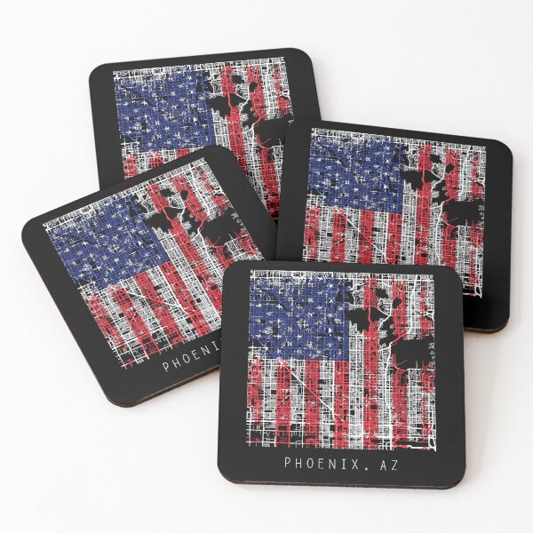 Item preview, Phoenix Arizona AZ city map with US flag black and white designed and sold by gifts-ideas.