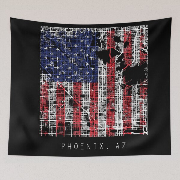 Item preview, Phoenix Arizona AZ city map with US flag black and white designed and sold by gifts-ideas.