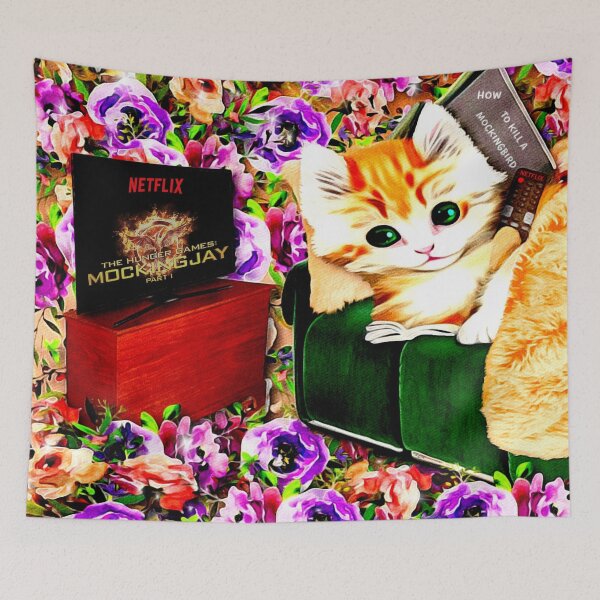 Item preview, Binge Watching and Book Reading Kitty designed and sold by KC Morcom.