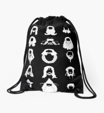 The Bearded Company White and Black Drawstring Bag
