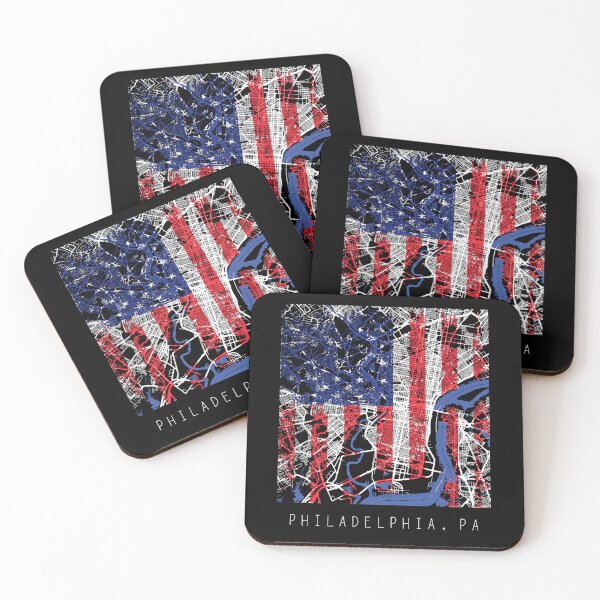 Item preview, Philadelphia Pennsylvania PA city map with US flag black and white designed and sold by gifts-ideas.